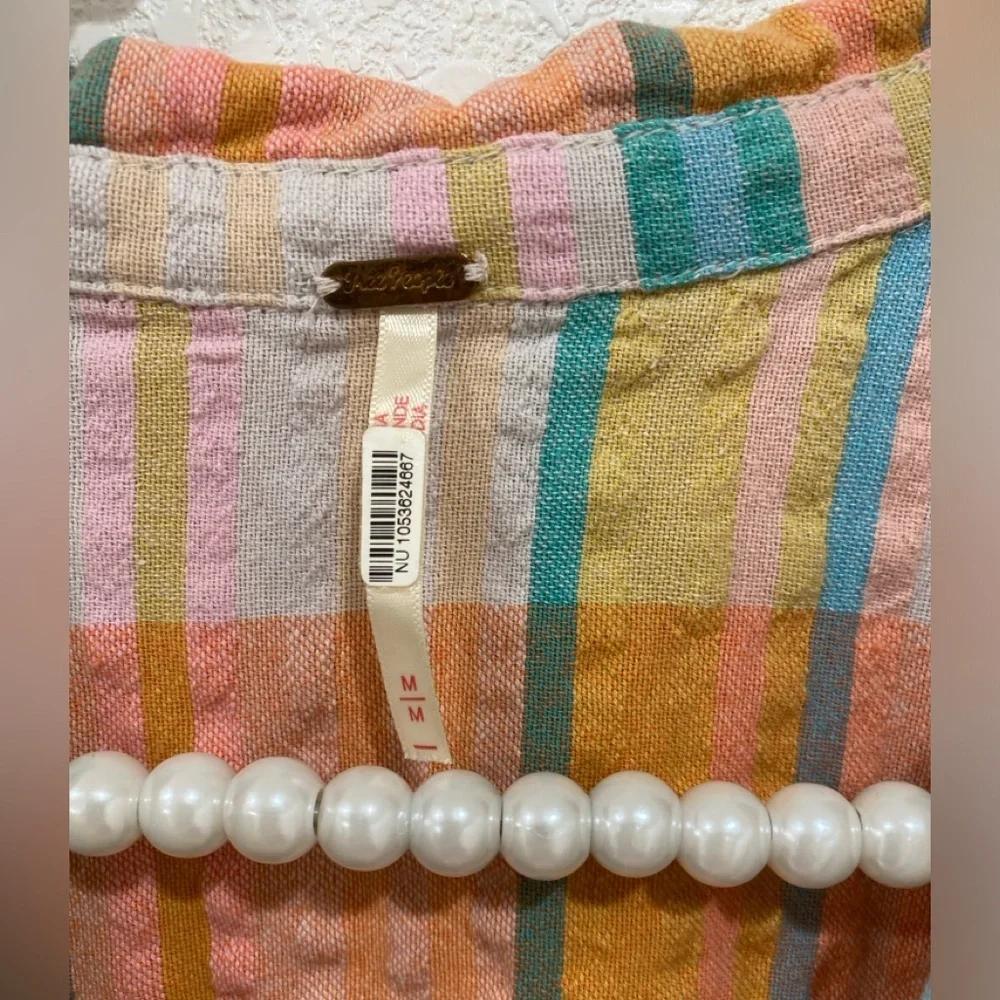 Free people Dreamers Madras Mini Dress size M - Picture 6 of 7